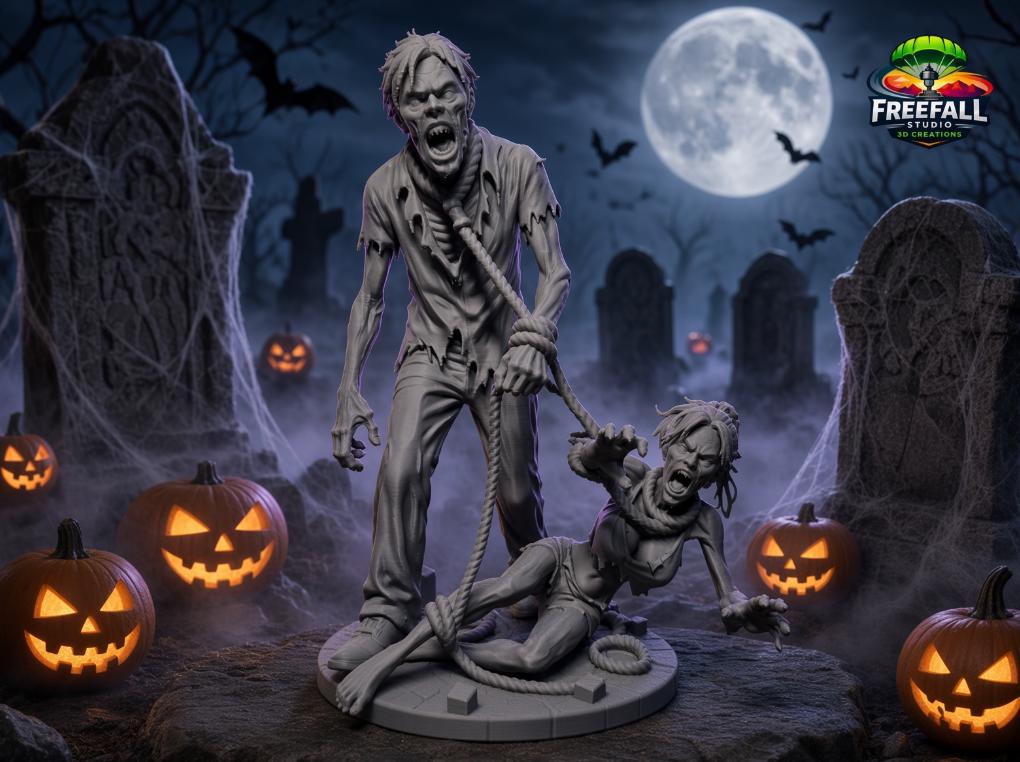 3D Printed Bound by Death — Zombie Couple Halloween Decor