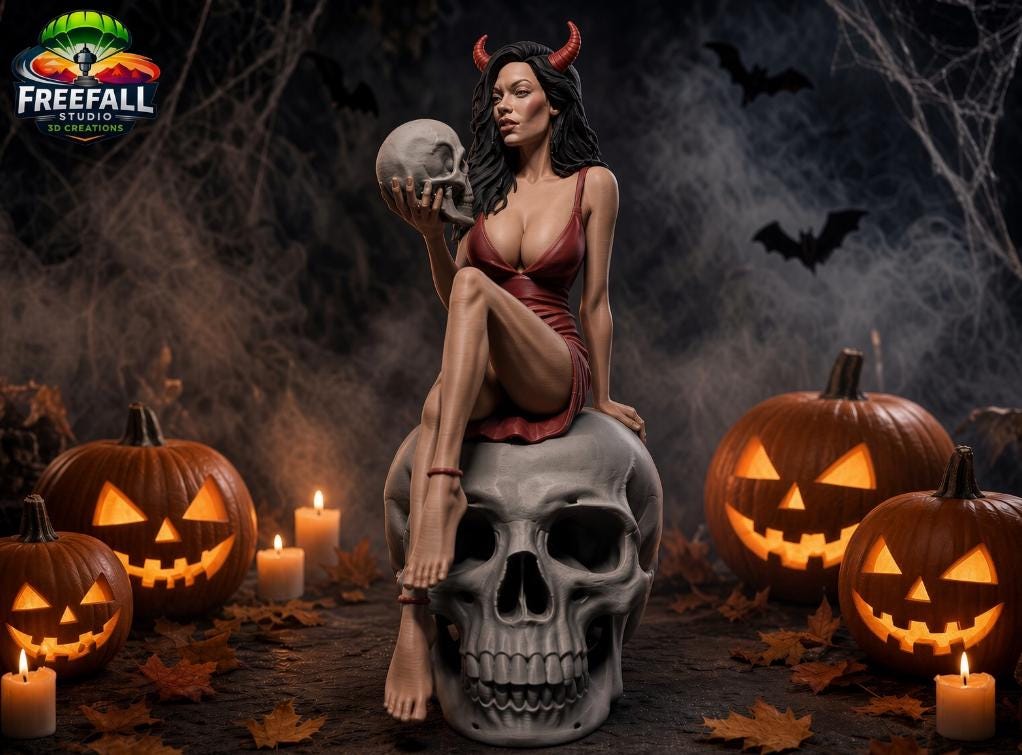 Enchantress of Hell, A one-of-a-kind 3D paintable print.