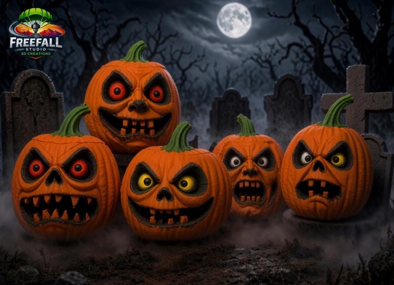 Pumpkin Faces from the beyond- 3D printed scary faces for your Halloween Decor