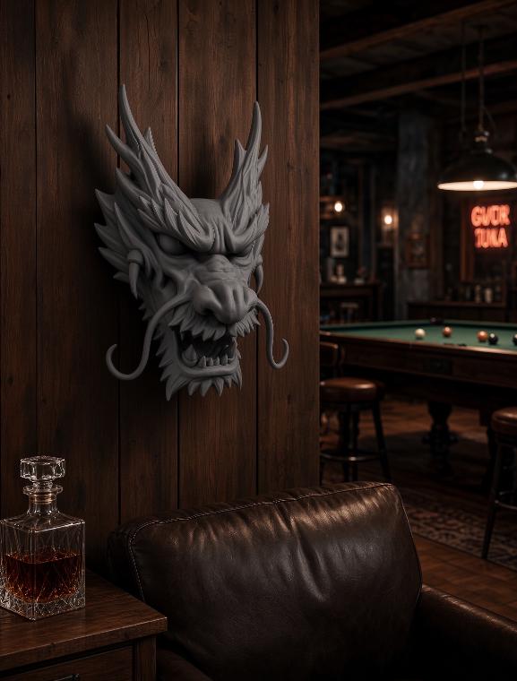 Dragon head with antler horns