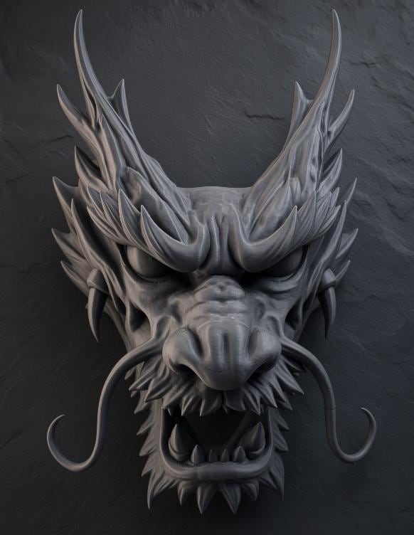 Dragon head with antler horns