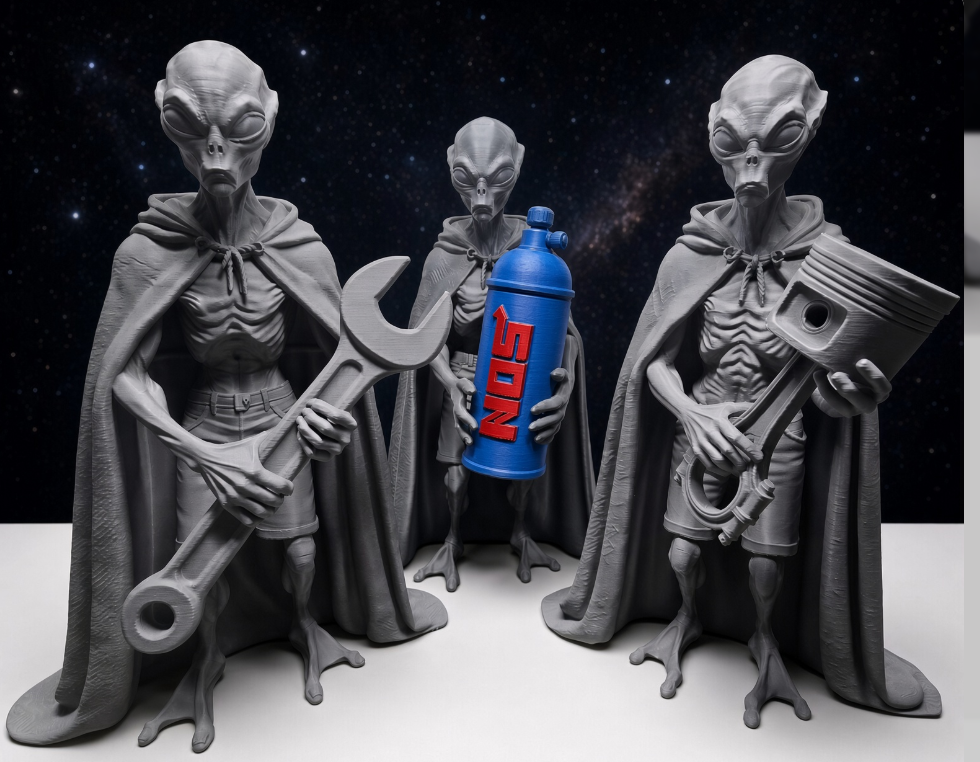 3D printed Alien | 10in figures for home decor | UFO | paintable | Gray|