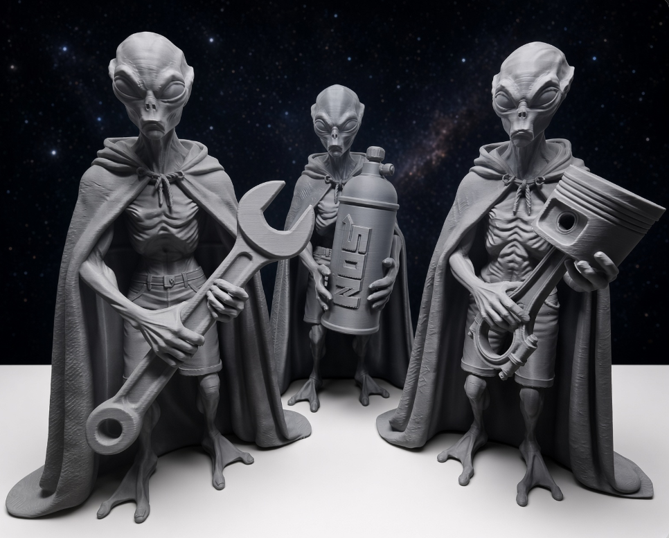 3D printed Alien | 10in figures for home decor | UFO | paintable | Gray|