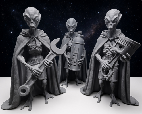 3D printed Alien | 10in figures for home decor | UFO | paintable | Gra ...