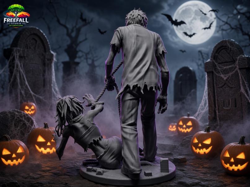 3D Printed Bound by Death — Zombie Couple Halloween Decor