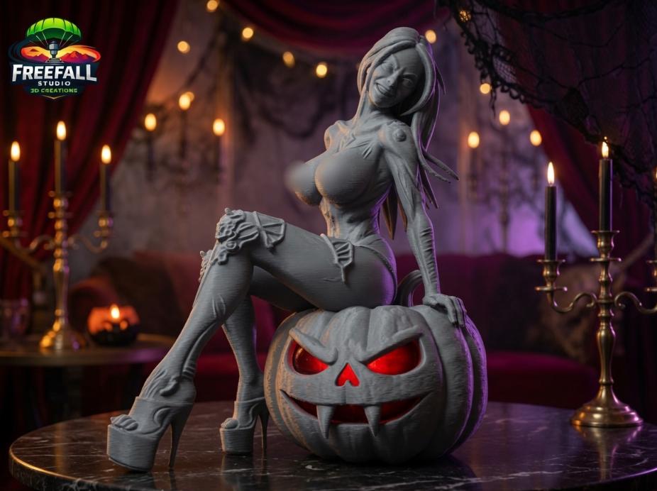 Halloween-themed Collectible Statue - Detailed Pin-Up Rim Queen, Paintable and ready for Customization