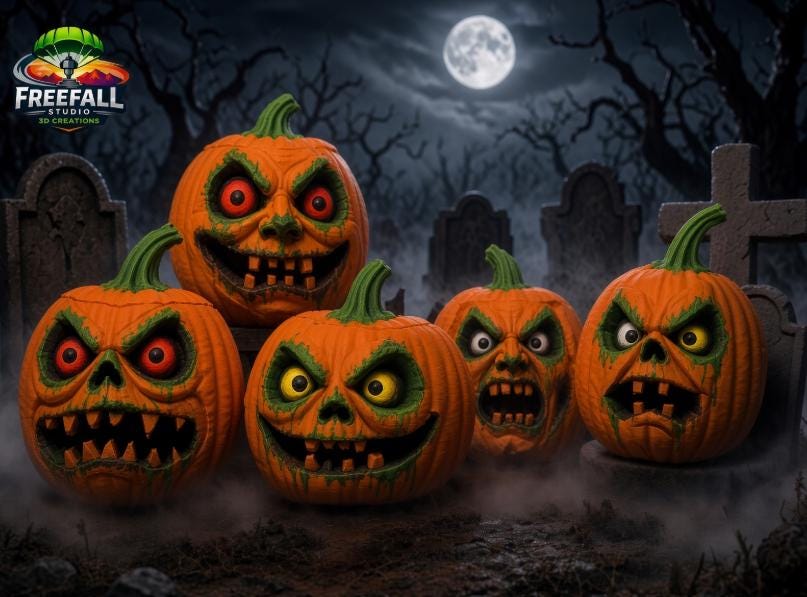Pumpkin Faces from the beyond- 3D printed scary faces for your Halloween Decor