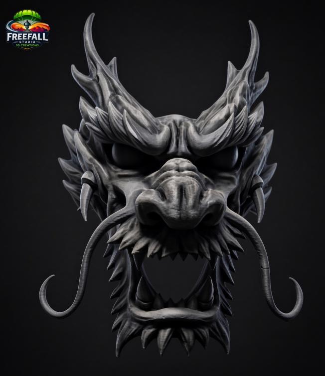 Dragon head with antler horns