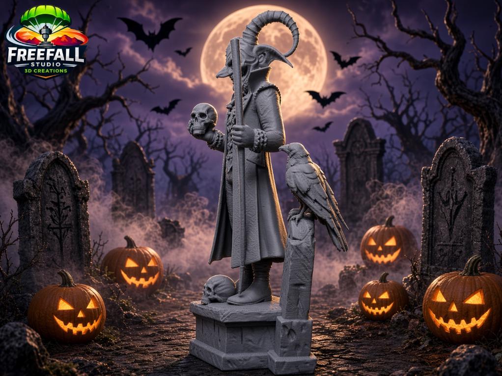 Meet The Graveyard Jester — 3D Printed paintable trickster who just stepped off his pedestal and into your collection.