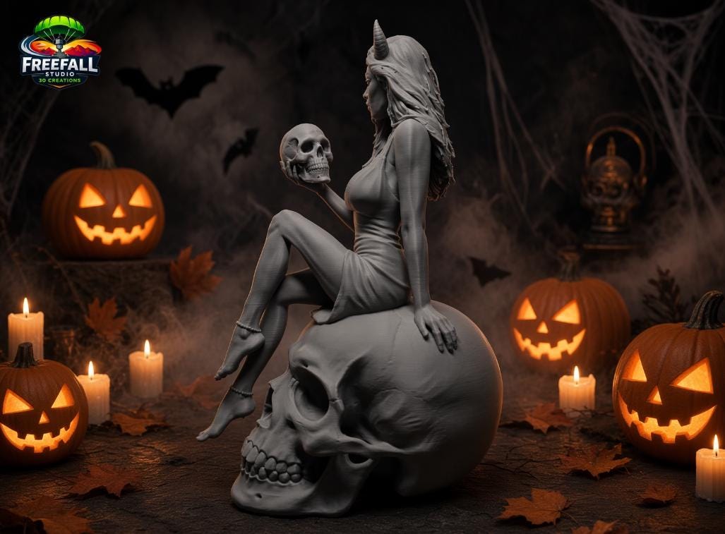Enchantress of Hell, A one-of-a-kind 3D paintable print.