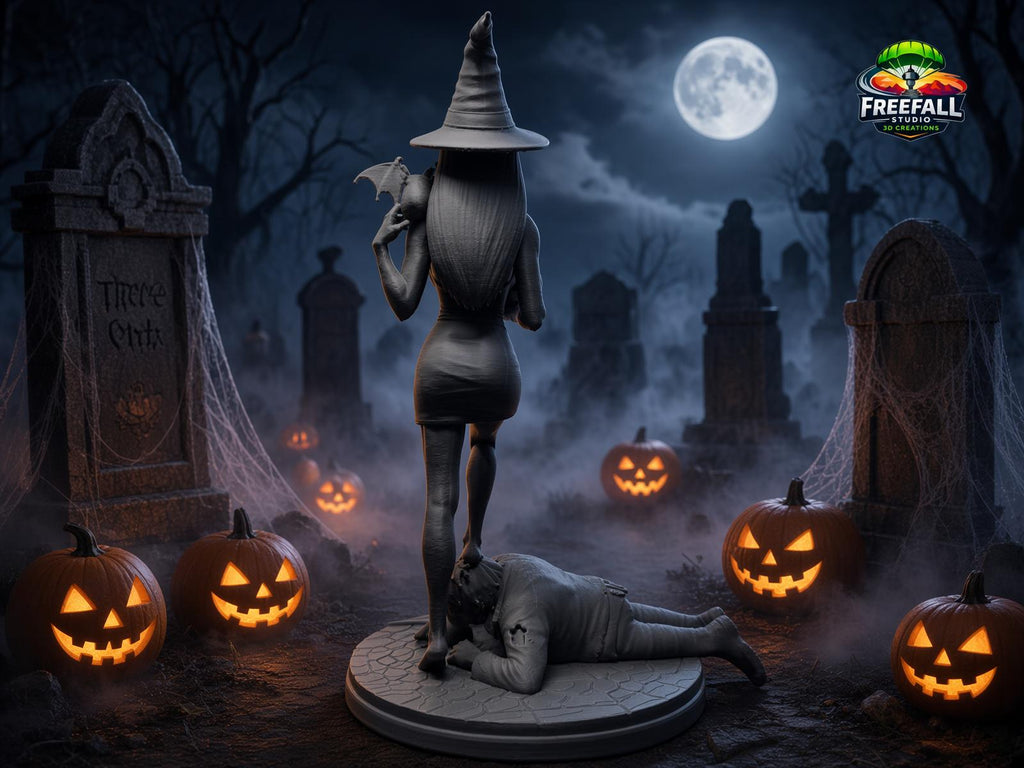Witch with a Death Spell 3D paintable custom Printed Halloween Decor