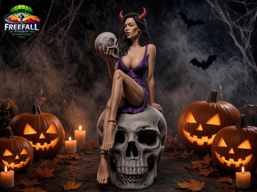 Enchantress of Hell, A one-of-a-kind 3D paintable print.