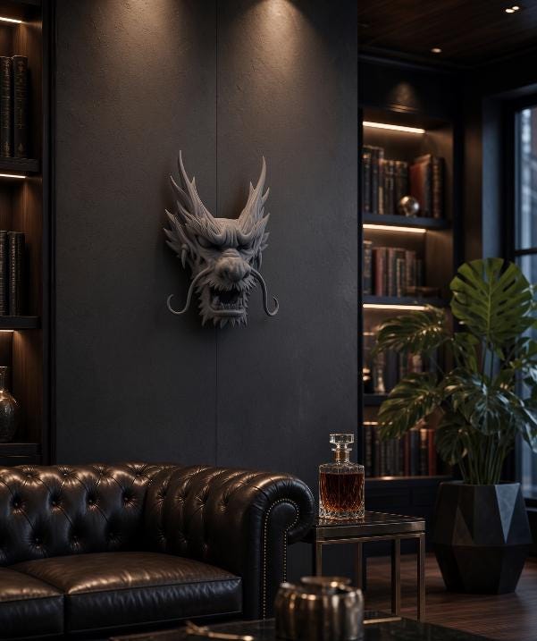 Dragon head with antler horns