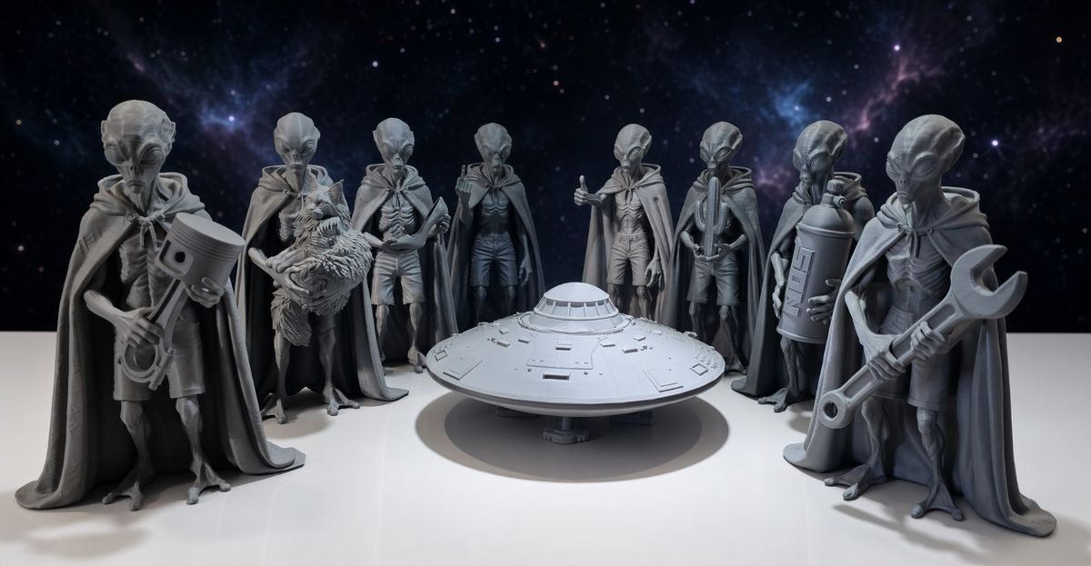 3D printed Alien | 10in figures for home decor | UFO | paintable | Gray|