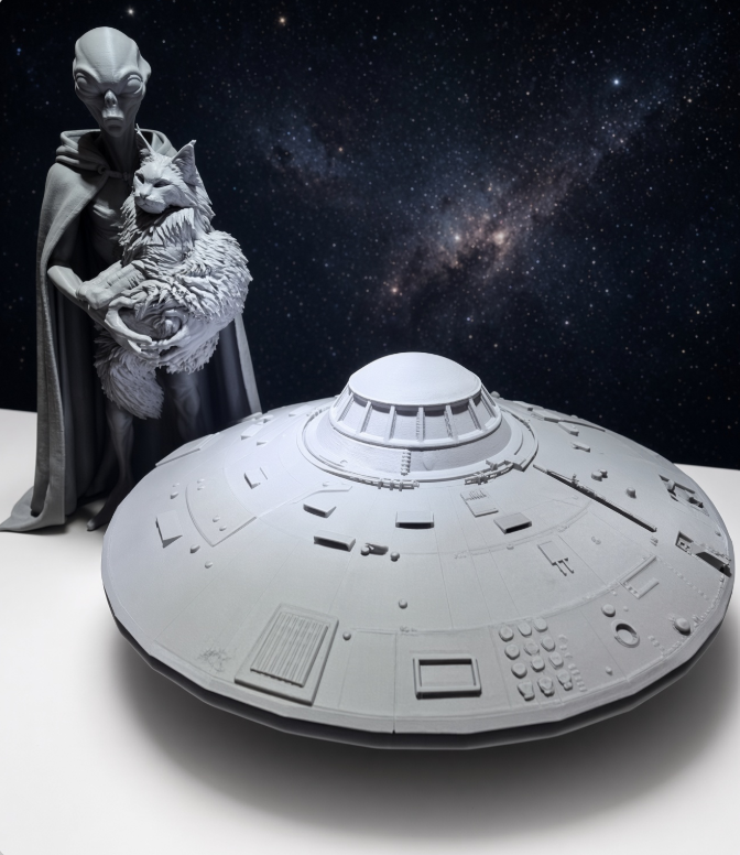 3D printed Alien | 10in figures for home decor | UFO | paintable | Gray|
