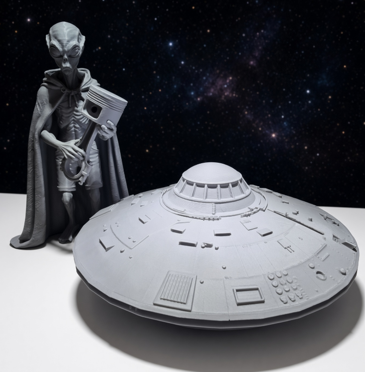 3D printed Alien | 10in figures for home decor | UFO | paintable | Gray|