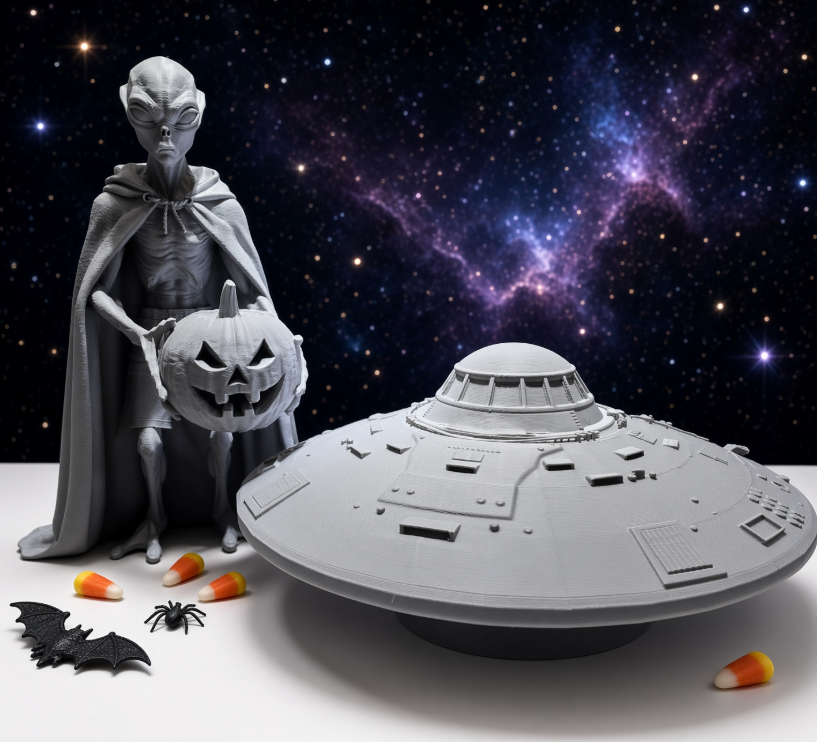 UFO Alien Figure/Decor 3D printed and Out of This World. 10in tall gray and ready as is or to Paint