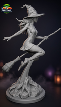 Witch of Midnight Sculpture  Halloween Decor | Gray, Ready to Paint  | 9.5"