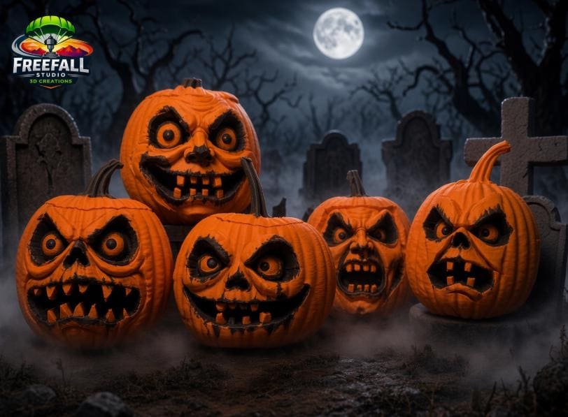 Pumpkin Faces from the beyond- 3D printed scary faces for your Halloween Decor