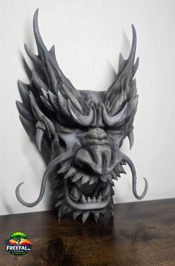 Dragon head with antler horns