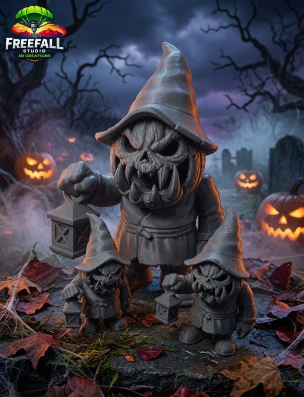 Jack-o-Lantern Gnome- Paintable / Customizable
