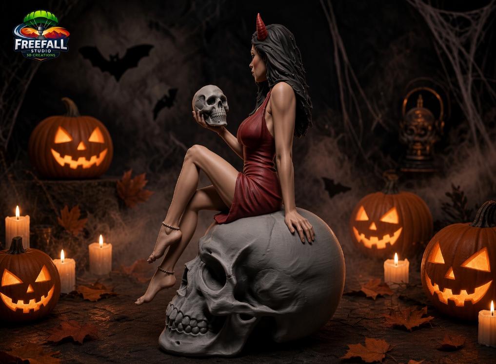 Enchantress of Hell, A one-of-a-kind 3D paintable print.