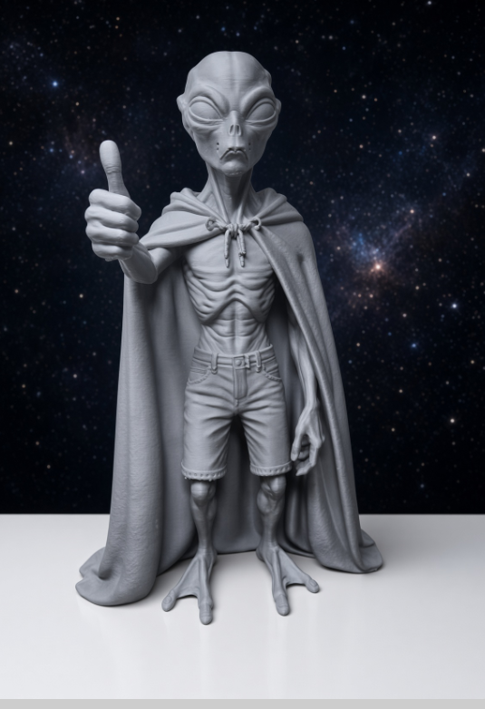 3D printed Alien | 10in figures for home decor | UFO | paintable | Gray|