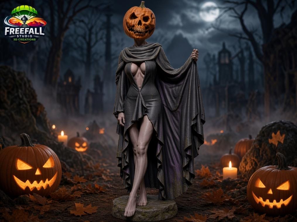 3D printed/paintable Lady of the Hallow, Halloween decor