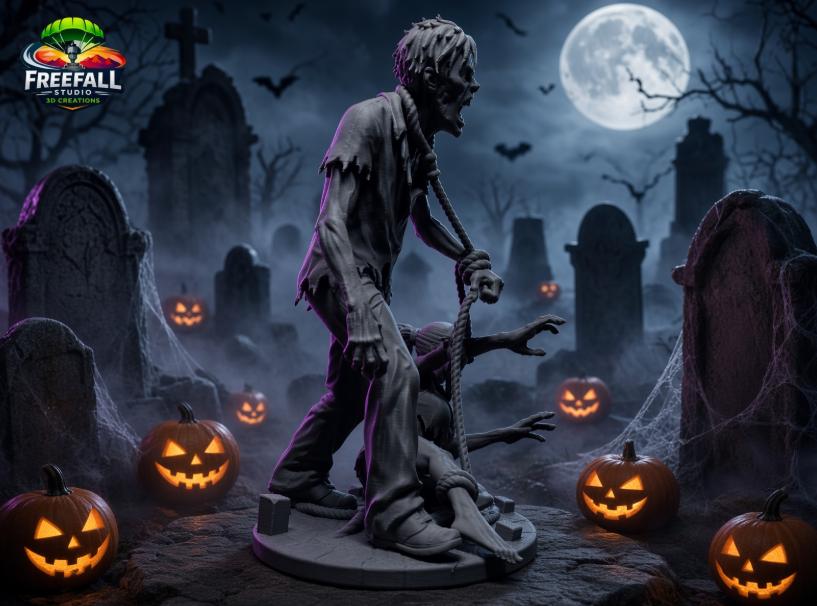 3D Printed Bound by Death — Zombie Couple Halloween Decor