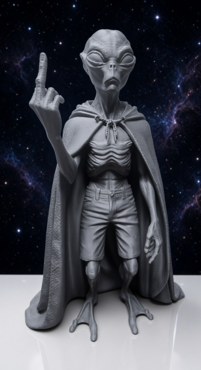 3D printed Alien | 10in figures for home decor | UFO | paintable | Gray|