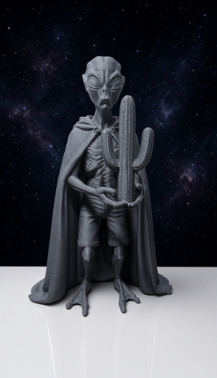 3D printed Alien | 10in figures for home decor | UFO | paintable | Gray|