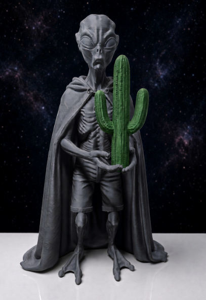 3D printed Alien | 10in figures for home decor | UFO | paintable | Gray|
