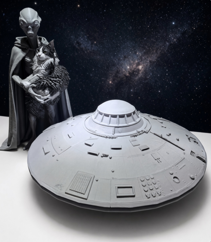3D printed Alien | 10in figures for home decor | UFO | paintable | Gray|